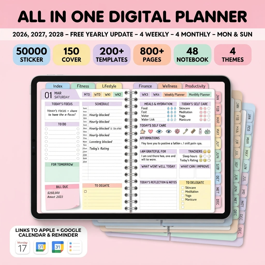 ✨ALL IN ONE DIGITAL PLANER(2026,2027,2028)