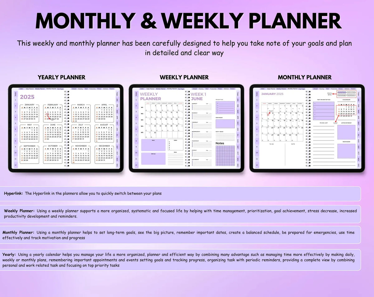 ✨ALL-IN-ONE DIGITAL PLANNER (PURPLE THEME)