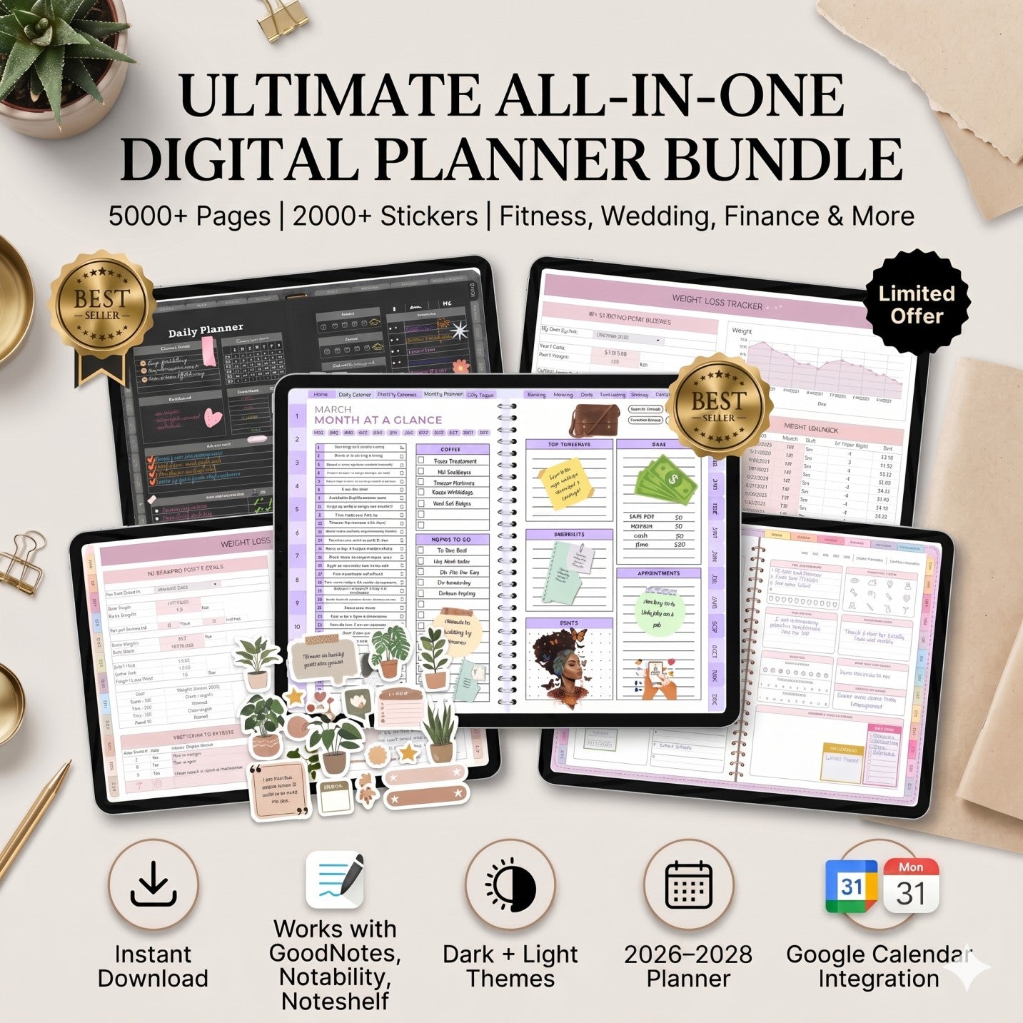 ✨ The Ultimate 5-in-1 Digital Planner Bundle (2026–2028)✨