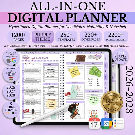 ✨ALL-IN-ONE DIGITAL PLANNER (PURPLE THEME)
