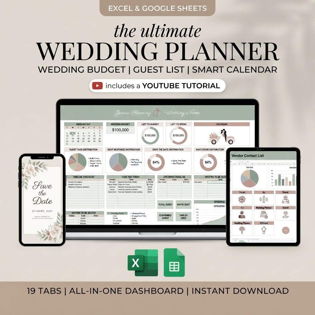 The Ultimate WEDDING PLANNER WEDDING BUDGET|GUEST LIST|SMART CALANDER