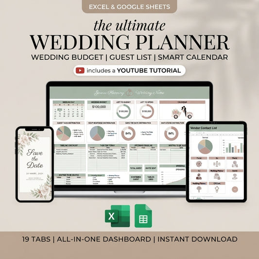 The Ultimate WEDDING PLANNER WEDDING BUDGET|GUEST LIST|SMART CALANDER