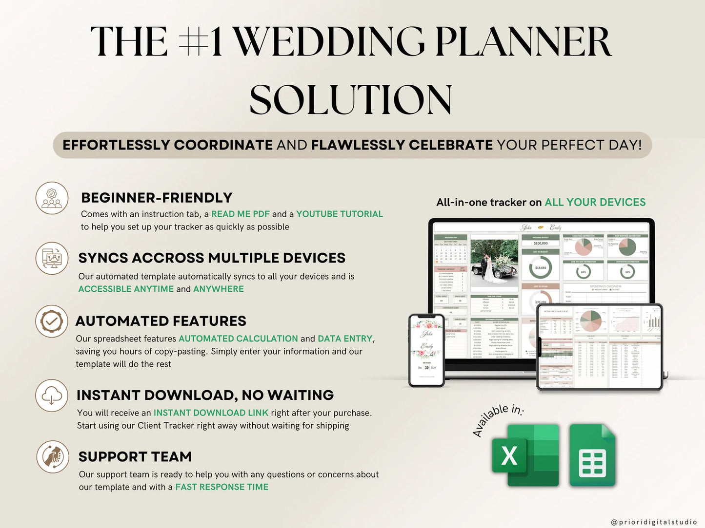 The Ultimate WEDDING PLANNER WEDDING BUDGET|GUEST LIST|SMART CALANDER